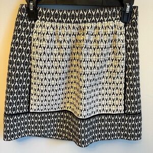 J. Crew Skirt Sz 0 Black White Textured Block Print Boho A-Line With POCKETS